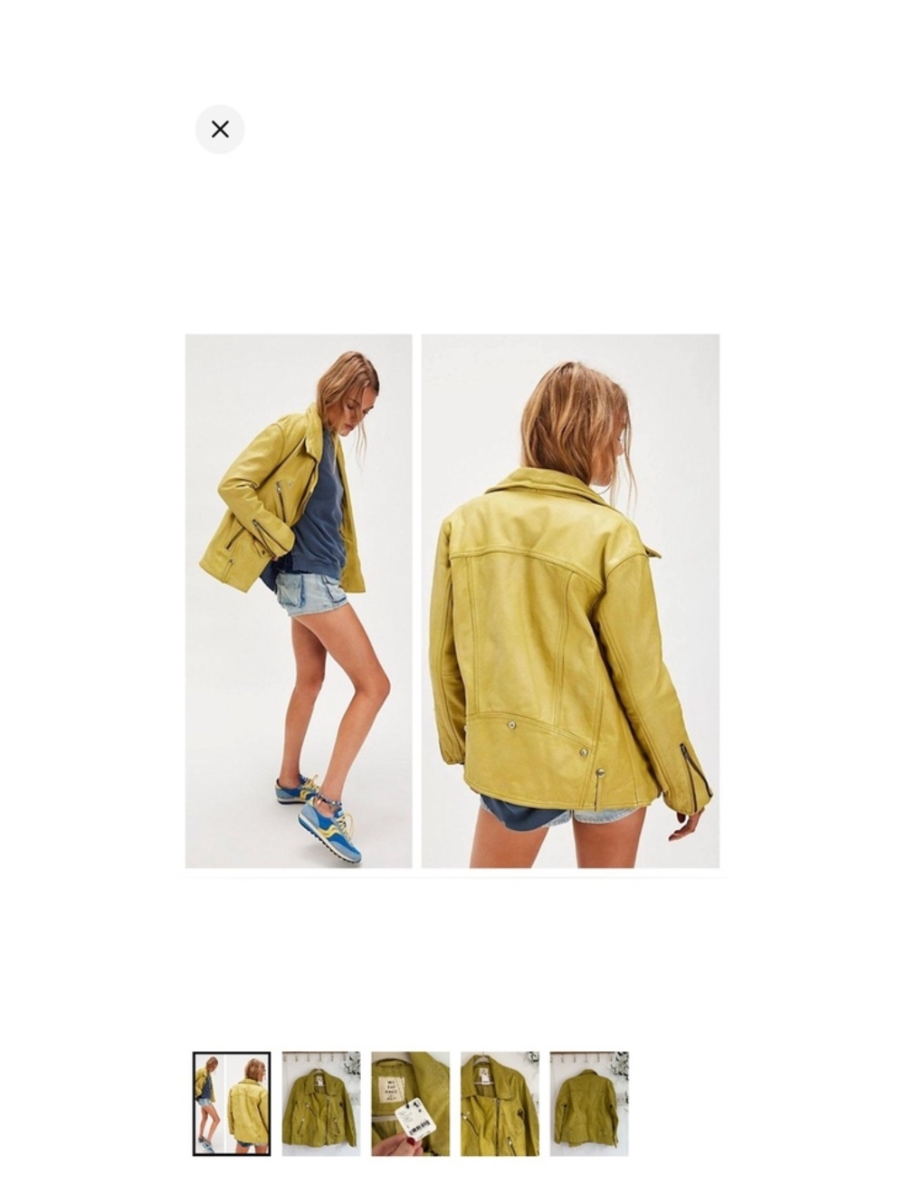 WE THE FREE people jealousy canary yellow green moto leather jacket NWT